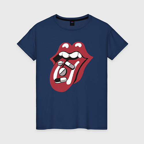 Женская футболка Rolling stones pills / Тёмно-синий – фото 1