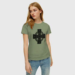 Футболка хлопковая женская Кельтский крест, цвет: авокадо — фото 2