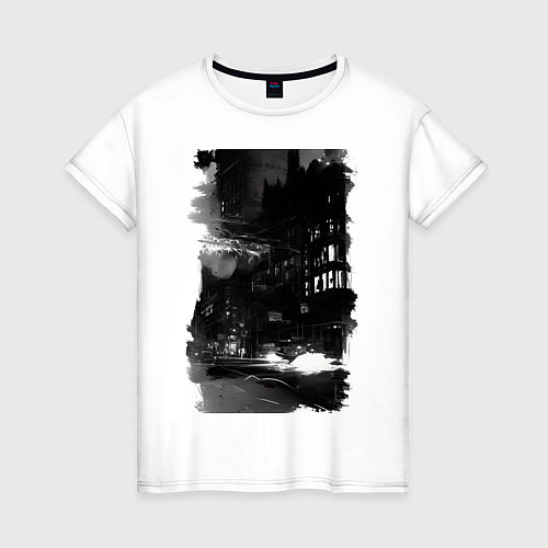 Женская футболка Город в ночи / Белый – фото 1