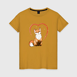 Женская футболка Милая пушистая лисичка кицунэ