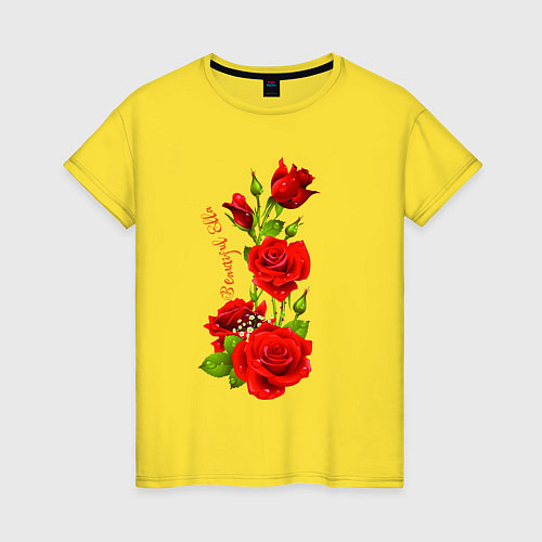 Женская футболка Прекрасная Элла - букет из роз / Желтый – фото 1
