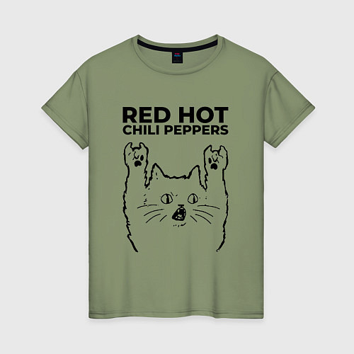 Женская футболка Red Hot Chili Peppers - rock cat / Авокадо – фото 1