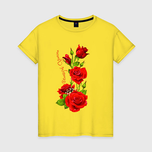 Женская футболка Прекрасная Янина - букет из роз / Желтый – фото 1