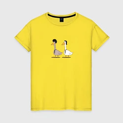 Футболка хлопковая женская Криминальные гуси, цвет: желтый