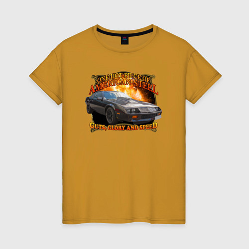 Женская футболка Маслкар Chevrolet Camaro 1983 года / Горчичный – фото 1