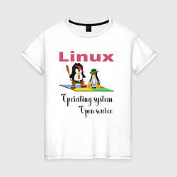Женская футболка Линукс пингвин система