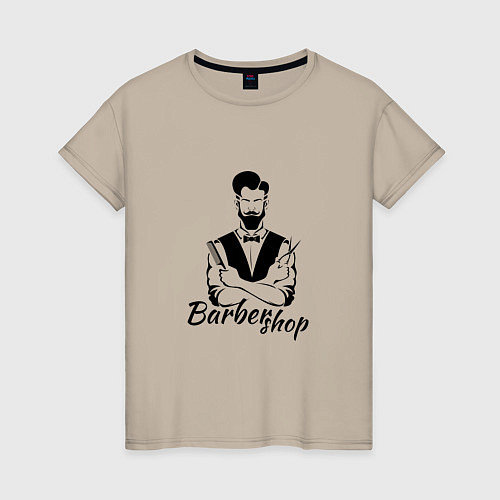 Женская футболка Barbershop / Миндальный – фото 1