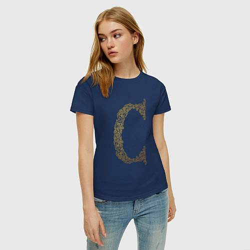 Женская футболка Буква С заглавная / Тёмно-синий – фото 3