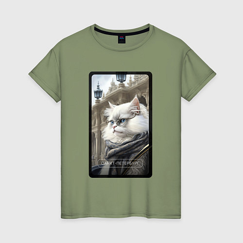 Женская футболка Санкт-Петербург котик / Авокадо – фото 1