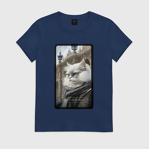 Женская футболка Санкт-Петербург котик / Тёмно-синий – фото 1