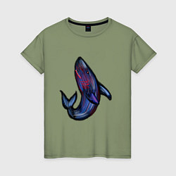 Футболка хлопковая женская Злая акула, цвет: авокадо