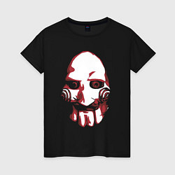 Футболка хлопковая женская Saw mask, цвет: черный