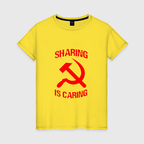 Женская футболка Sharing is caring / Желтый – фото 1