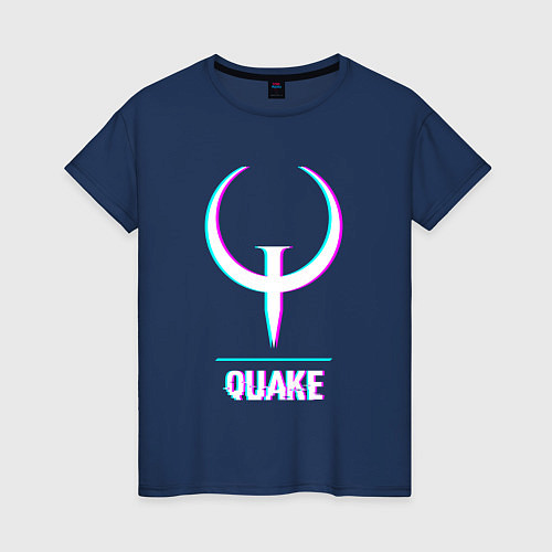 Женская футболка Quake в стиле glitch и баги графики / Тёмно-синий – фото 1