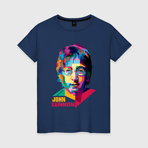 Женская футболка John Lennon картина абстракция / Тёмно-синий – фото 1