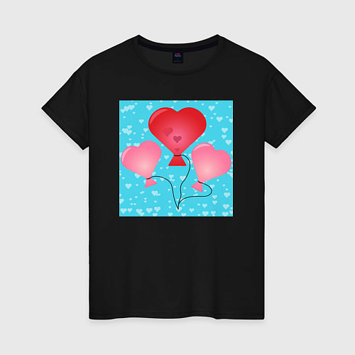 Женская футболка Сердечки воздушные / Черный – фото 1