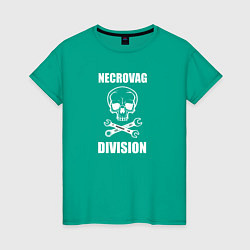 Футболка хлопковая женская Necrovag white division, цвет: зеленый