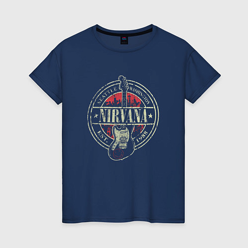 Женская футболка Нирвана ретро / Тёмно-синий – фото 1