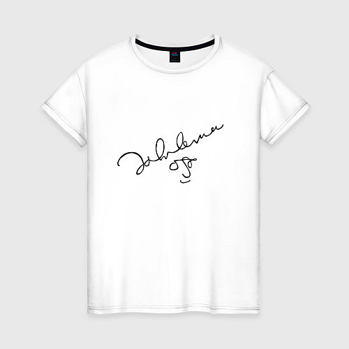 Женская футболка Джон Леннон - автограф / Белый – фото 1