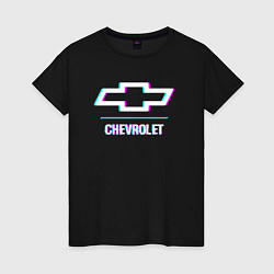 Женская футболка Значок Chevrolet в стиле glitch