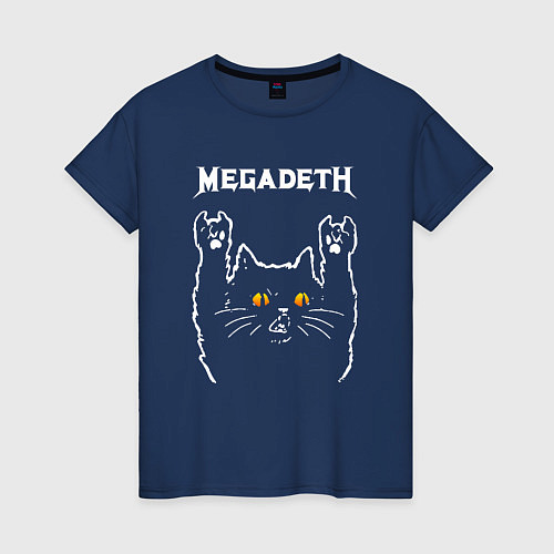 Женская футболка Megadeth rock cat / Тёмно-синий – фото 1