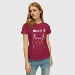Футболка хлопковая женская Megadeth rock cat, цвет: маджента — фото 2