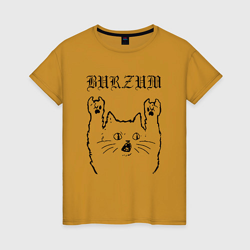 Женская футболка Burzum - rock cat / Горчичный – фото 1