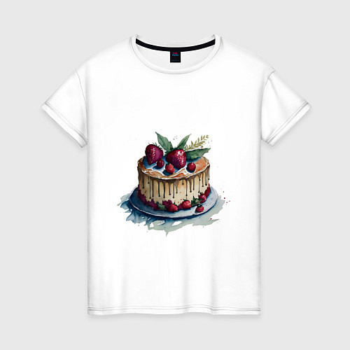 Женская футболка Акварельный торт / Белый – фото 1