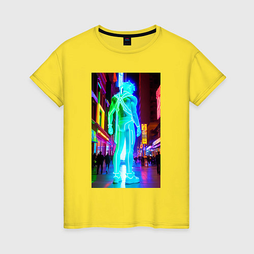 Женская футболка Neon dude in the night city / Желтый – фото 1