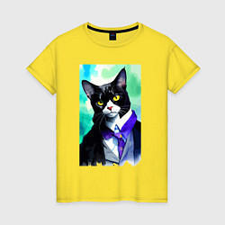 Женская футболка Котик следящий за модой - нейросеть