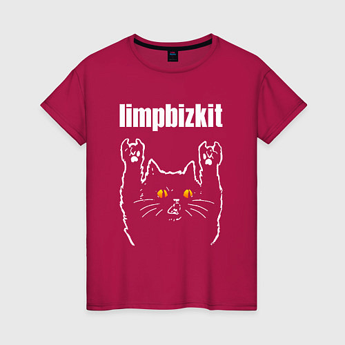 Женская футболка Limp Bizkit rock cat / Маджента – фото 1