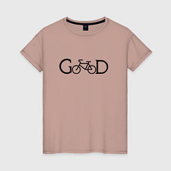 Футболка хлопковая женская GooD bike, цвет: пыльно-розовый