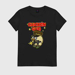 Футболка хлопковая женская Chicken Gun - игра, цвет: черный