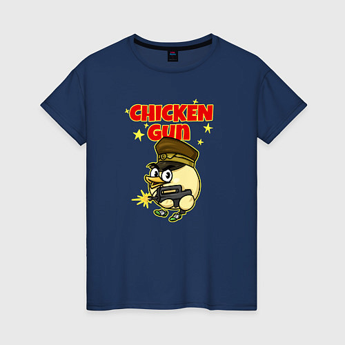 Женская футболка Chicken Gun - игра / Тёмно-синий – фото 1