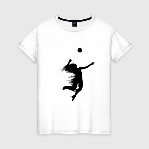 Женская футболка Черный силуэт девушки волейболистки / Белый – фото 1