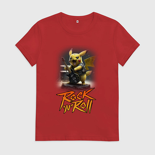Женская футболка Пикачу Рокnroll / Красный – фото 1