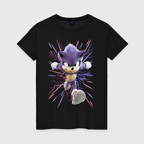 Женская футболка Sonic is running / Черный – фото 1
