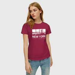 Футболка хлопковая женская Нью-Йорк Сити, цвет: маджента — фото 2