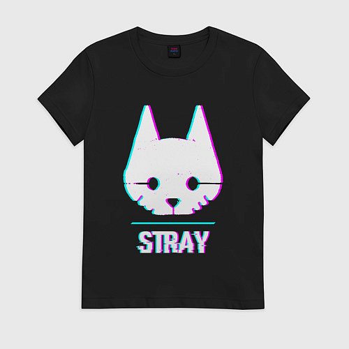 Женская футболка Stray в стиле glitch и баги графики / Черный – фото 1