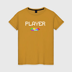 Футболка хлопковая женская Tetris player, цвет: горчичный