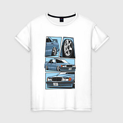 Футболка хлопковая женская Mercedes-Benz 190E V1, цвет: белый