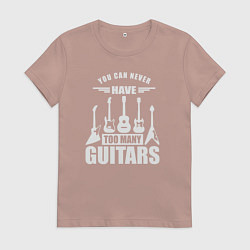 Женская футболка Гитар не бывает слишком много