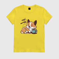 Женская футболка Корги морнинг