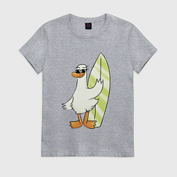 Женская футболка Гусь серфингист в очках