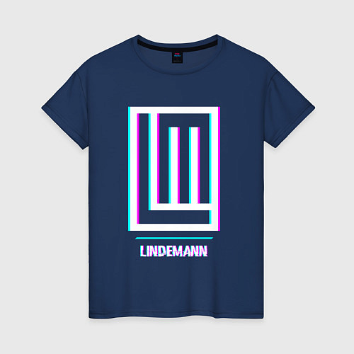 Женская футболка Lindemann glitch rock / Тёмно-синий – фото 1