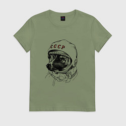 Женская футболка Пёсик астронавт - ссср
