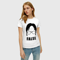 Футболка хлопковая женская Дуайт Шрут, цвет: белый — фото 2