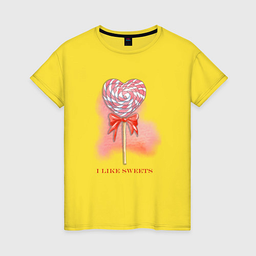Женская футболка Леденец-сердечко / Желтый – фото 1