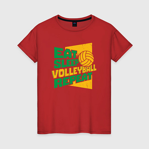 Женская футболка Eat sleep volleyball / Красный – фото 1