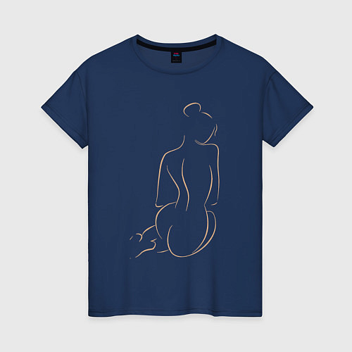 Женская футболка Силуэт девушки: вид сзади / Тёмно-синий – фото 1